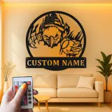 Insegna in metallo LED personalizzata a forma di aquila e baseball - Regalo personalizzato per appassionati di baseball, decorazione per sala giochi