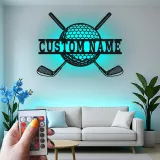 Custom Golf LED Metal Wall Art | Personalized Golfer Name Sign | Man Cave Decor & Home Bar Gift