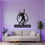 Arte murale in metallo per giocatore di tennis personalizzata | Insegna LED personalizzata per sala giochi | Regalo decorativo per atleta