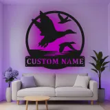Décoration murale en métal LED silhouette de canard personnalisée pour les passionnés de faune