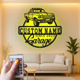 Insegna in metallo LED personalizzata per garage di camion, regalo per appassionati di auto, decorazione per man cave o garage