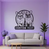 Cartel LED de bulldog francés | Decoración mural de metal personalizada | Regalo para amantes de los perros | Placa con nombre para la pared