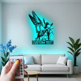 Cartel de metal personalizado con luz LED de caza de patos, regalo personalizado para entusiastas del aire libre, decoración de cabaña rústica