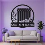 Insegna in metallo personalizzata a forma di pan flute | Arte murale musicale con LED | Regalo personalizzato per musicisti | Decorazioni per studio