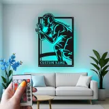 Custom Wrestler Led Light Metal Wall Art Personalized Athlete Gift Sports Room Decor for Wrestling Fans