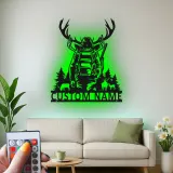 Insegna in metallo personalizzata per cacciatori con corna con luce LED regalo per appassionati di outdoor decorazione per cabin