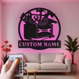 Insegna LED Toolbox Personalizzata | Arte Murale in Metallo Personalizzata | Decorazione per Laboratorio e Garage | Regalo per Falegname o Artigiano