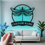 Insegna in metallo LED a forma di libellula personalizzata, regalo per amanti della natura, decorazione per camera da letto o giardino 3