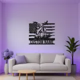 Labrador Hunting Dog Metal Sign | Personalized LED Wall Art | Custom Hunter Gift with American Flag | Patriotic Cabin & Man Cave Decor