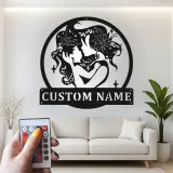 Silueta personalizada de madre e hijo | Decoración mural de metal LED | Decoración personalizada para habitación infantil y regalo para nueva mamá