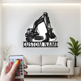 Custom Excavator Metal Sign | LED Light Wall Art | Construction Decor | Gift for Equipment Operator | Personalized Garage Sign