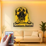 English Mastiff Custom LED Sign | Personalized Dog Wall Art | Metal Pet Portrait for Mastiff Owners