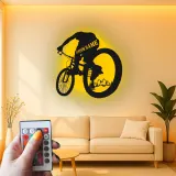 Insegna in Metallo per Mountain Biker Personalizzata | Arte da Parete LED per Ciclisti | Regalo per MTB e Decorazione Garage