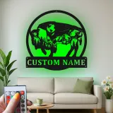 Custom Bison Mountain Scene Led Light Metal Wall Art Personalized Nature Lover Gift Rustic Home Decor