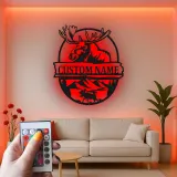Custom Moose Led Light Metal Wall Art Personalized Gift for Nature Lovers Cabin Decor with Mountain Scene