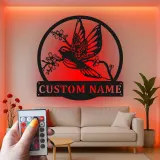 Insegna in metallo personalizzata con uccello e fiori e luce LED regalo per amanti della natura decorazione per camera da letto o soggiorno