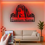 Personalisierte Bloodhound Led-Beleuchtung Metall-Wandkunst Geschenk für Hundeliebhaber Wohnzimmer Haustier-Dekoration