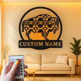 Insegna in metallo LED personalizzata con bufalo, regalo per amanti della natura, decorazione rustica per casa