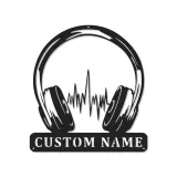 Insegna LED per Cuffie Personalizzata | Insegna in Metallo per Studio DJ | Regalo per Amanti della Musica | Decorazione Soundwave