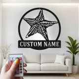 Personalized Starfish Metal Sign | LED Coastal Wall Art | Nautical Beach House Decor for Home or Business