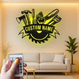 Cartel de metal personalizado con luz LED de juego de herramientas regalo para el manitas decoración de garaje taller 6