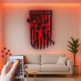 Cartel de Fútbol Personalizado | Arte Mural LED para Sala de Juegos | Regalo para Jugador de Fútbol | Decoración Deportiva con Bandera Americana