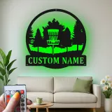 Insegna in metallo personalizzata con LED a forma di cestino per disc golf - Regalo per appassionati di disc golf - Decorazione per sala giochi 3