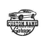 Décoration murale en métal personnalisée avec rétroéclairage LED de voiture classique - Cadeau de garage pour lui