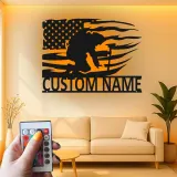 Insegna per Vigile del Fuoco Personalizzata | Arte Murale in Metallo LED Personalizzata | Regalo Patriottico per Decorazione Man Cave