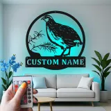 Custom California Quail Metal Sign | LED Backlit Wildlife Wall Art | Personalized Hunter Decor | Rustic Lodge Gift