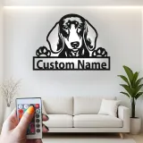 Cartel de metal LED personalizado de Dachshund, regalo para amantes de los perros, decoración para el salón 1