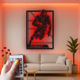 Panneau personnalisé de joueur de football américain | Décoration murale en métal LED | Décor avec prénom personnalisé pour salle de jeux | Cadeau pour sportif