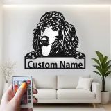 Panneau personnalisé pour Caniche Standard | Décoration murale en métal LED personnalisée | Cadeau pour amoureux des chiens et décor de portrait d'animal de compagnie
