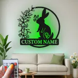 Personalized Rabbit Name Sign | LED Metal Wall Art for Nursery | Bunny & Butterfly Light | Baby Shower Gift