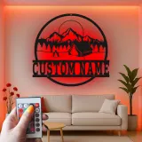 Insegna in metallo LED personalizzata con scena di campeggio regalo per appassionati di outdoor decor per cabin o RV 1