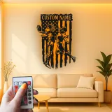 Cartel de Fútbol Personalizado | Arte Mural LED para Sala de Juegos | Regalo para Jugador de Fútbol | Decoración Deportiva con Bandera Americana