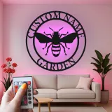 Insegna in metallo LED personalizzata con ape - Regalo per giardinieri, decorazione per patio all'aperto