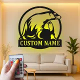Arte de Metal LED de León Marino | Cartel de Decoración Costera Personalizado | Regalo de Casa de Playa de Vida Marina
