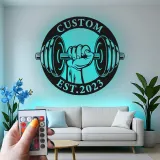 Insegna in Metallo LED Personalizzata con Maniglia per Pesi