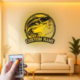 Custom Catfish LED Metal Sign | Personalized Fisherman Gift | Lake House Decor | Lighted Cabin Wall Art