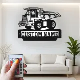 Cartel de metal LED de camión volquete personalizado, regalo de construcción para él, decoración de garaje o man cave
