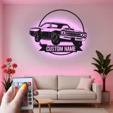Insegna in metallo LED personalizzata per auto sportive - Regalo per appassionati di auto, decorazione per garage o stanza da uomo
