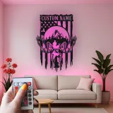 Insegna in metallo personalizzata con alce | Decorazione LED per cabin | Insegna rustica per appassionati di natura