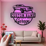 Custom Muscle Car Led Light Metal Wall Art Personalized Garage Gift for Car Enthusiasts Man Cave Decor 5