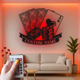 Personalized Poker LED Sign | Metal Game Room Decor | Custom Casino & Dice Wall Art | Gambling Gift for Him