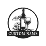Insegna in metallo personalizzata per bottiglia di vino e bicchiere con luce LED - Regalo personalizzato per amanti del vino, decorazione per cucina o bar 1