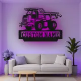 Cartel de metal LED de camión volquete personalizado, regalo de construcción para él, decoración de garaje o man cave