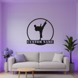 Personalized Karate Metal Sign | LED Backlit Martial Arts Wall Art | Custom Dojo Decor & Fighter Gift