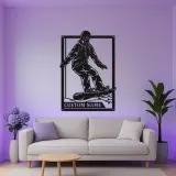 Cartel LED de snowboarder personalizado | Decoración mural de metal personalizada | Decoración de deportes de invierno para habitación de adolescentes o cabaña | Regalo de snowboard