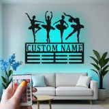 Cartel de metal LED de bailarina personalizado, regalo de danza para decoración de dormitorio de chicas amantes del ballet